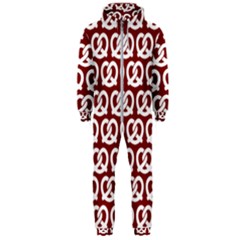 Red Pretzel Illustrations Pattern Hooded Jumpsuit (men) by GardenOfOphir