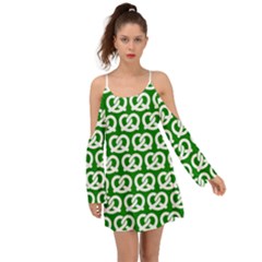 Green Pretzel Illustrations Pattern Boho Dress by GardenOfOphir