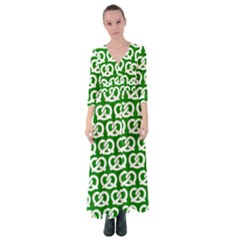 Green Pretzel Illustrations Pattern Button Up Maxi Dress by GardenOfOphir