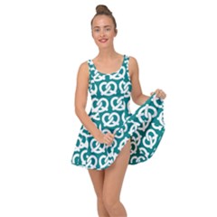 Teal Pretzel Illustrations Pattern Inside Out Casual Dress by GardenOfOphir