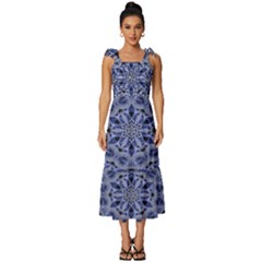 Mandala Pattern Rosette Kaleidoscope Abstract Tie-strap Tiered Midi Chiffon Dress by Jancukart