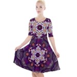 Rosette Kaleidoscope Mosaic Abstract Background Art Quarter Sleeve A-Line Dress