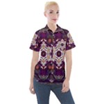 Rosette Kaleidoscope Mosaic Abstract Background Art Women s Short Sleeve Pocket Shirt