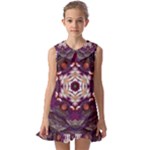 Rosette Kaleidoscope Mosaic Abstract Background Art Kids  Pilgrim Collar Ruffle Hem Dress