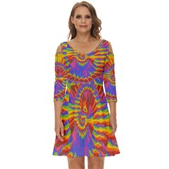 Colorful Spiral Abstract Swirl Twirl Art Pattern Shoulder Cut Out Zip Up Dress by Jancukart