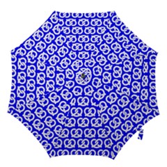Blue Pretzel Illustrations Pattern Hook Handle Umbrellas (medium) by GardenOfOphir