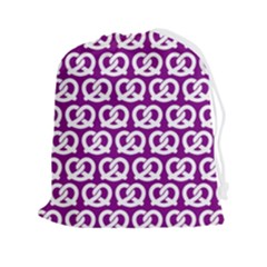 Purple Pretzel Illustrations Pattern Drawstring Pouch (2xl) by GardenOfOphir