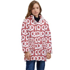 Trendy Pretzel Illustrations Pattern Kid s Hooded Longline Puffer Jacket by GardenOfOphir