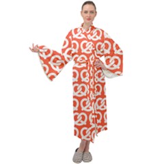 Coral Pretzel Illustrations Pattern Maxi Velvet Kimono by GardenOfOphir