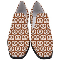 Brown Pretzel Illustrations Pattern Women Slip On Heel Loafers by GardenOfOphir