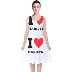 I Love Marilyn V-neck Midi Sleeveless Dress  by ilovewhateva