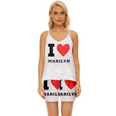 I Love Marilyn V-neck Satin Pajamas Set by ilovewhateva