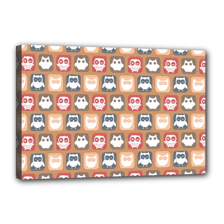 Colorful Whimsical Owl Pattern Canvas 18  x 12  (Stretched)