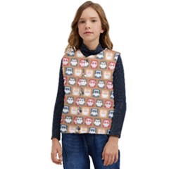 Colorful Whimsical Owl Pattern Kid s Short Button Up Puffer Vest	 by GardenOfOphir