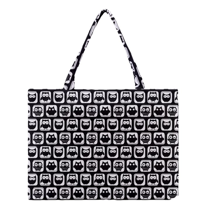 Black And White Owl Pattern Medium Tote Bag