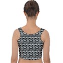 Black And White Owl Pattern Velvet Crop Top View2