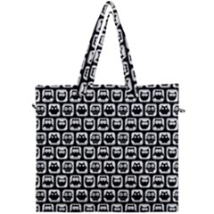 Black And White Owl Pattern Canvas Travel Bag by GardenOfOphir