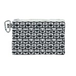 Black And White Owl Pattern Canvas Cosmetic Bag (Medium)