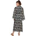 Black And White Owl Pattern Maxi Kimono View2