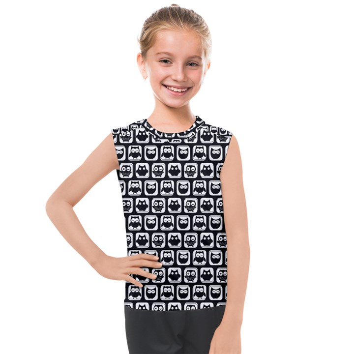 Black And White Owl Pattern Kids  Mesh Tank Top