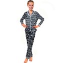 Black And White Owl Pattern Kid s Satin Long Sleeve Pajamas Set View1