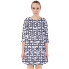 Gray And White Owl Pattern Smock Dress by GardenOfOphir