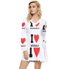 I Love Beverly Tiered Long Sleeve Mini Dress by ilovewhateva