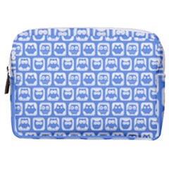 Blue And White Owl Pattern Make Up Pouch (medium) by GardenOfOphir