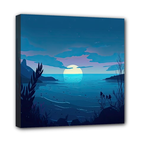 Ai Generated Ocean Sea Water Anime Nautical Mini Canvas 8  X 8  (stretched) by Ravend