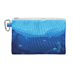 Ai Generated Ocean Sea Fish Underwater Water Canvas Cosmetic Bag (large) by Ravend