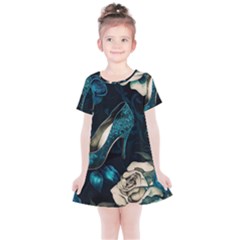 Glass Slipper Blues Fairytale Kids  Simple Cotton Dress by Ravend