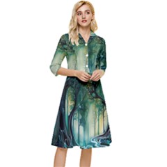 Trees Forest Mystical Forest Nature Classy Knee Length Dress