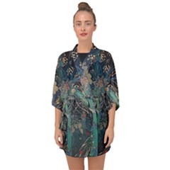 Ai Generated Flower Trees Forest Mystical Forest Half Sleeve Chiffon Kimono