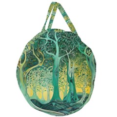 Nature Trees Forest Mystical Forest Jungle Giant Round Zipper Tote