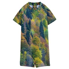 Forest Trees Leaves Fall Autumn Nature Sunshine Kids  Boyleg Half Suit Swimwear