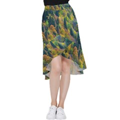 Forest Trees Leaves Fall Autumn Nature Sunshine Frill Hi Low Chiffon Skirt