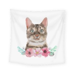 Watercolor Cat Square Tapestry (small)