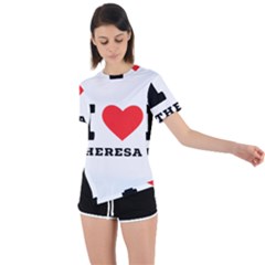 I Love Theresa Asymmetrical Short Sleeve Sports Tee by ilovewhateva