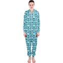 Teal And White Owl Pattern Hooded Jumpsuit (Ladies) View1