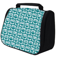 Teal And White Owl Pattern Full Print Travel Pouch (big) by GardenOfOphir