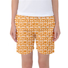 Yellow And White Owl Pattern Women s Basketball Shorts by GardenOfOphir
