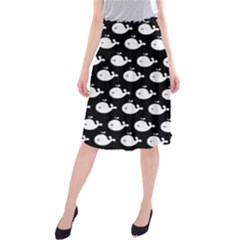 Cute Whale Illustration Pattern Midi Beach Skirt by GardenOfOphir