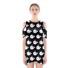 Cute Whale Illustration Pattern Shoulder Cutout One Piece Dress by GardenOfOphir