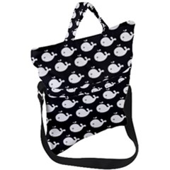 Cute Whale Illustration Pattern Fold Over Handle Tote Bag by GardenOfOphir