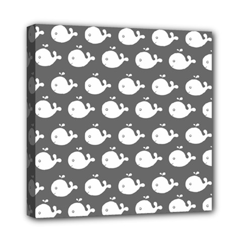 Cute Whale Illustration Pattern Mini Canvas 8  X 8  (stretched) by GardenOfOphir