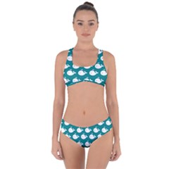 Cute Whale Illustration Pattern Criss Cross Bikini Set by GardenOfOphir