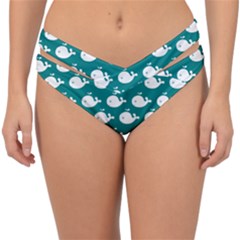 Cute Whale Illustration Pattern Double Strap Halter Bikini Bottoms by GardenOfOphir