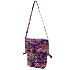 Ornamental Patterns Abstract Flower Pattern Purple Folding Shoulder Bag