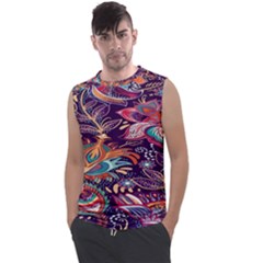 Ornamental Patterns Abstract Flower Pattern Purple Men s Regular Tank Top by Jancukart