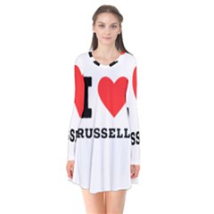 I Love Russell Long Sleeve V-neck Flare Dress by ilovewhateva